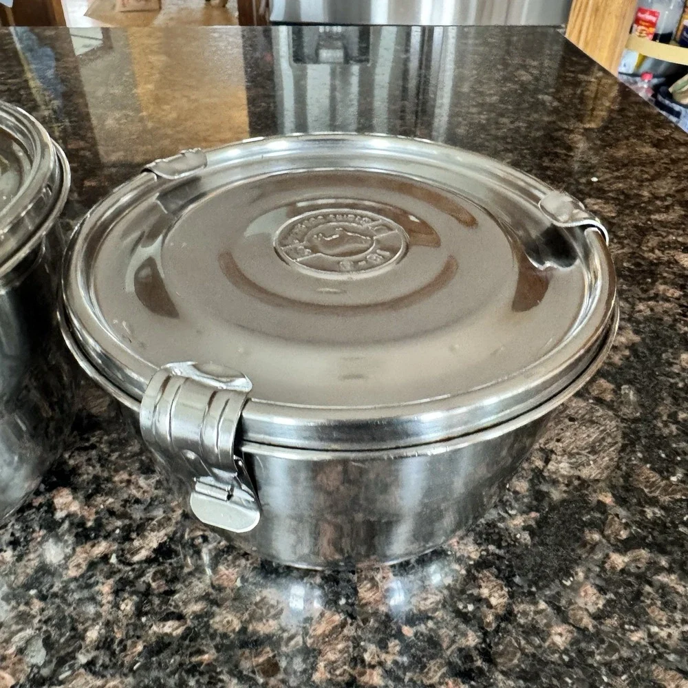 Set Of 2 Nesting Stainless Steel 18-8 ~ Humidity Control Airtight Containers